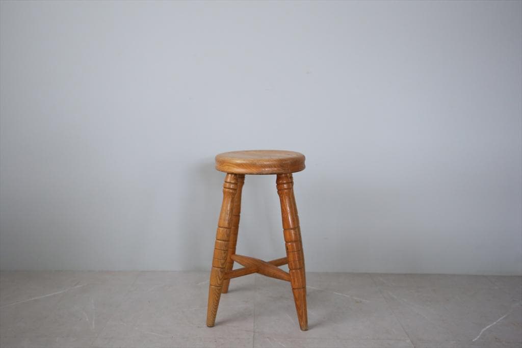 英国アンティーク木製スツール/丸イス椅子/チェア/踏み台/腰掛け(81-77-2