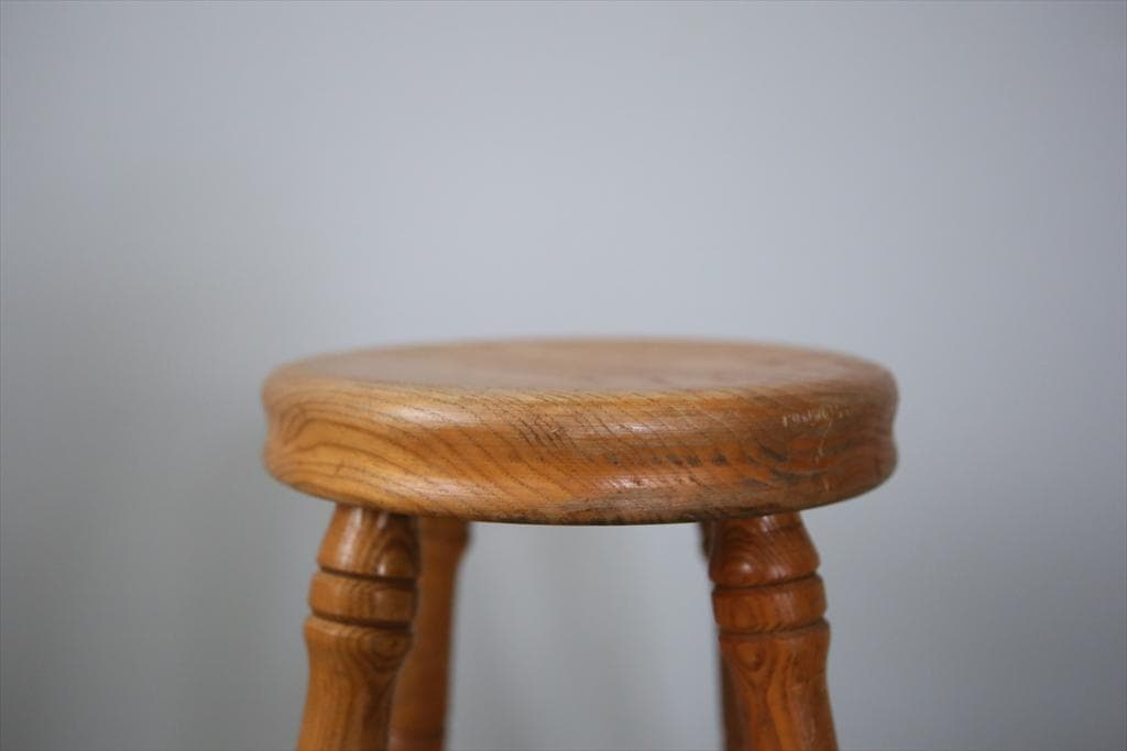 英国アンティーク木製スツール/丸イス椅子/チェア/踏み台/腰掛け(81-77-2