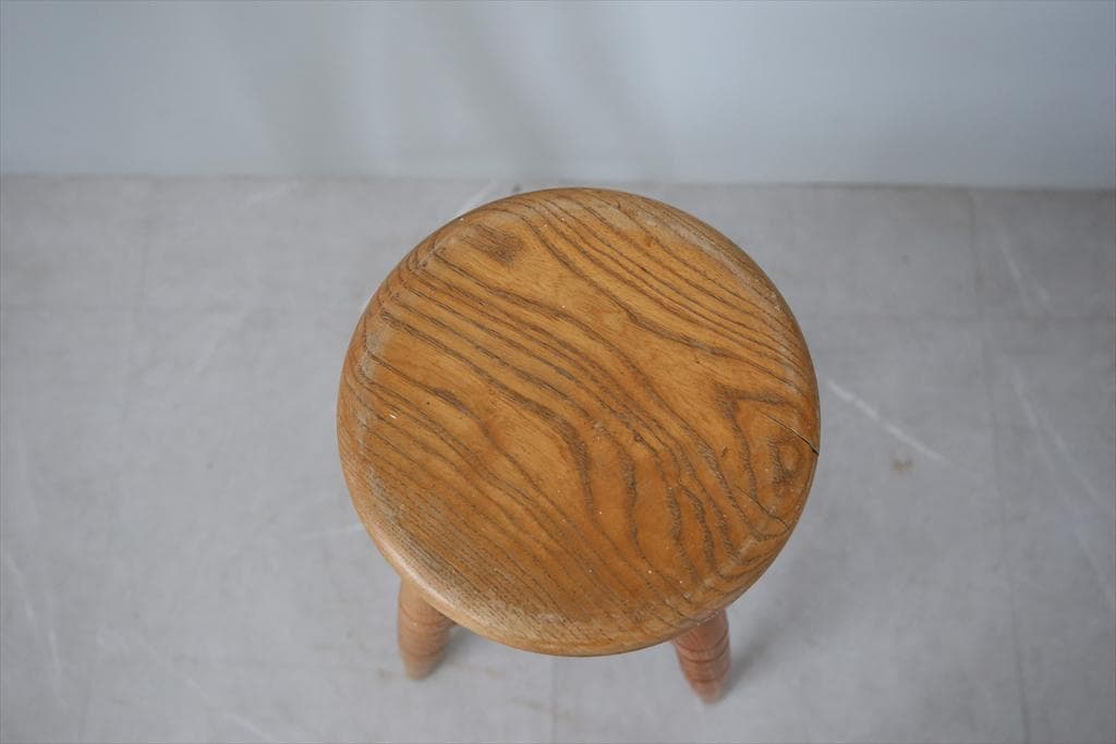 英国アンティーク木製スツール/丸イス椅子/チェア/踏み台/腰掛け(81-77-2