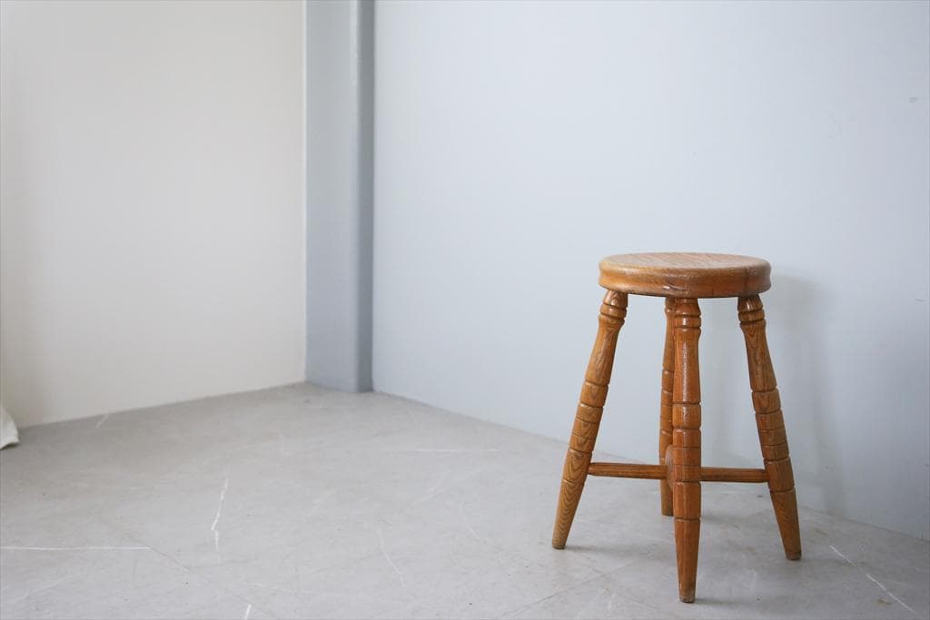 英国アンティーク木製スツール/丸イス椅子/チェア/踏み台/腰掛け(81-77-2