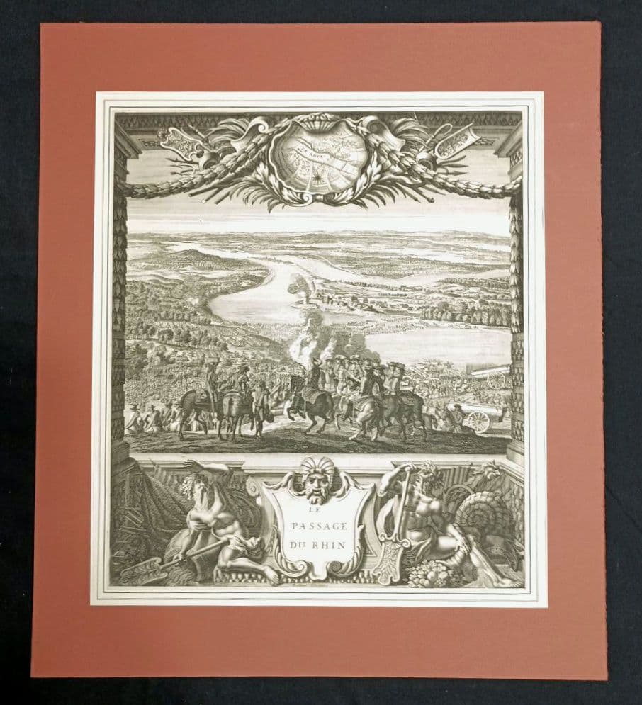 額装品　1673年　J.DOLIVAR 「ライン侵攻の図」稀少　美品