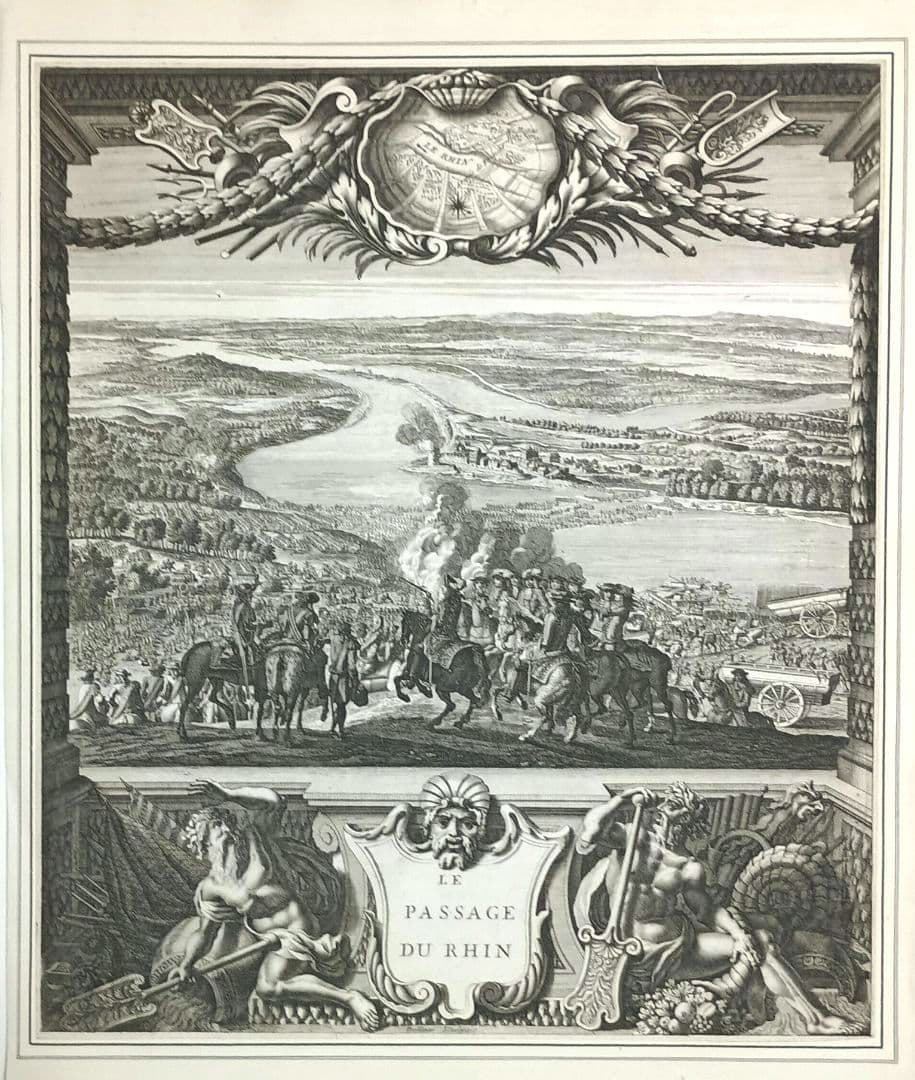 額装品　1673年　J.DOLIVAR 「ライン侵攻の図」稀少　美品