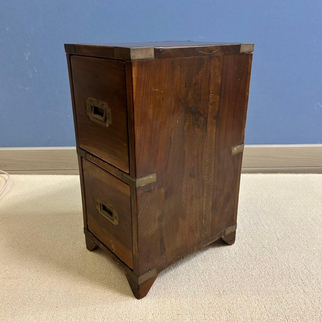 オールドメゾン 木製アンティーク風引き出し2段 CD保管