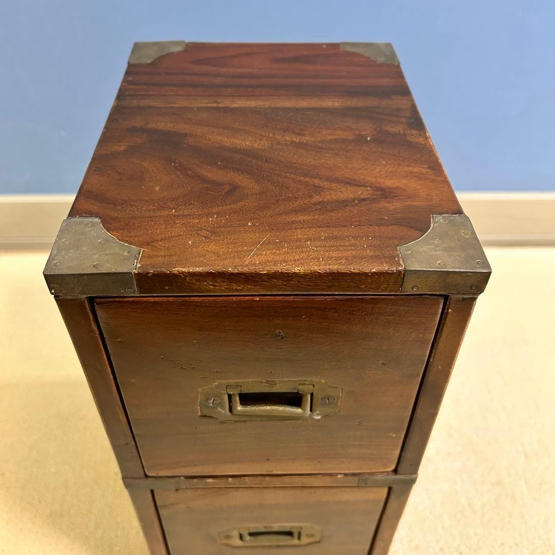 オールドメゾン 木製アンティーク風引き出し2段 CD保管