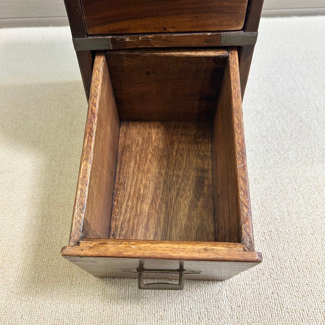 オールドメゾン 木製アンティーク風引き出し2段 CD保管