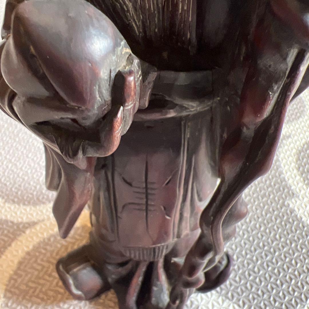 中国の道教の長寿神である寿老人　福禄寿　木彫り