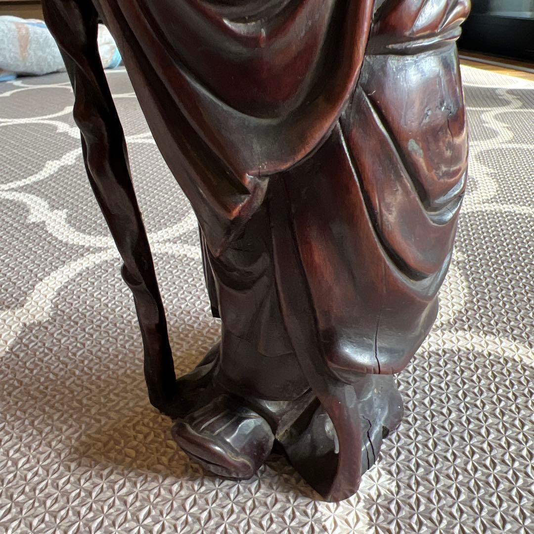 中国の道教の長寿神である寿老人　福禄寿　木彫り