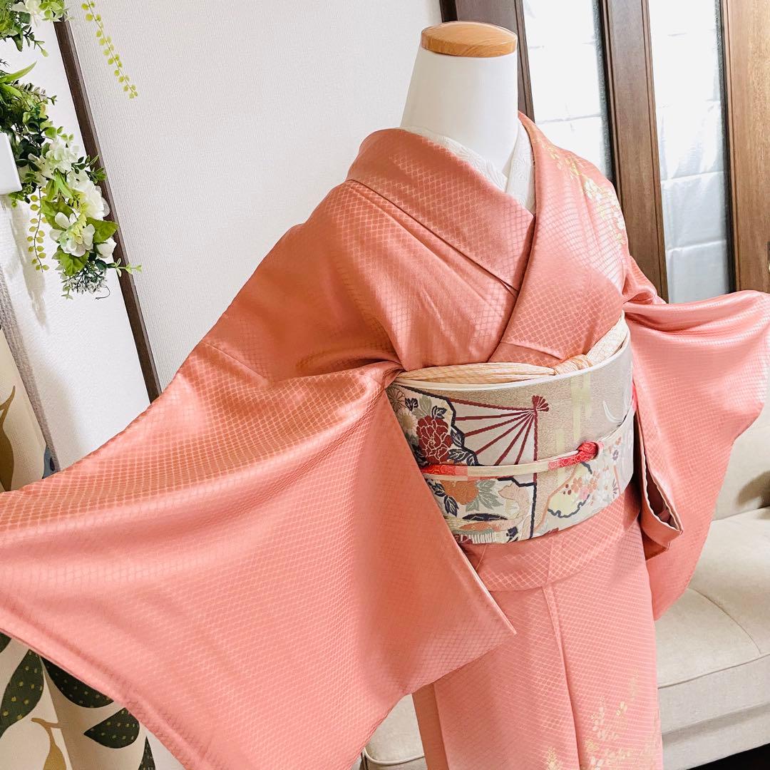 オレンジ 友禅 4点 フルセット 訪問着 入学式 卒業式 入園式 春 秋 冬