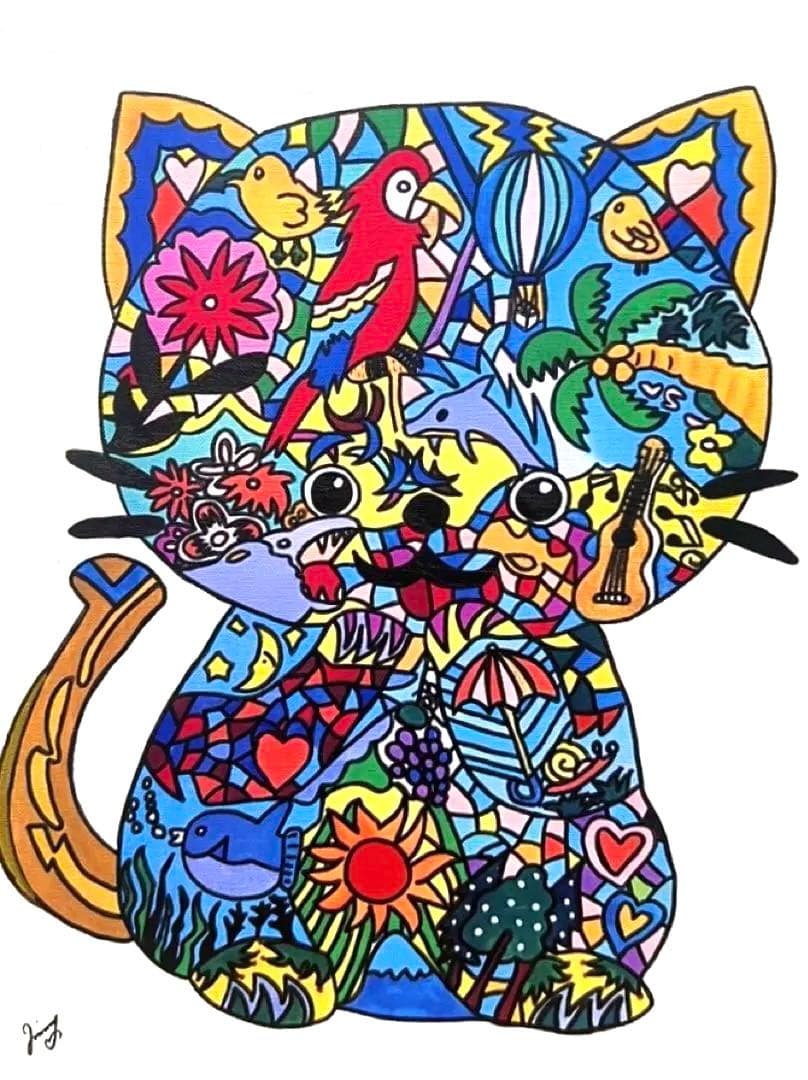 【F6号】ジミー大西（ゴリラ）手描き/表裏サイン有り/油彩/アクリル/絵画/額縁