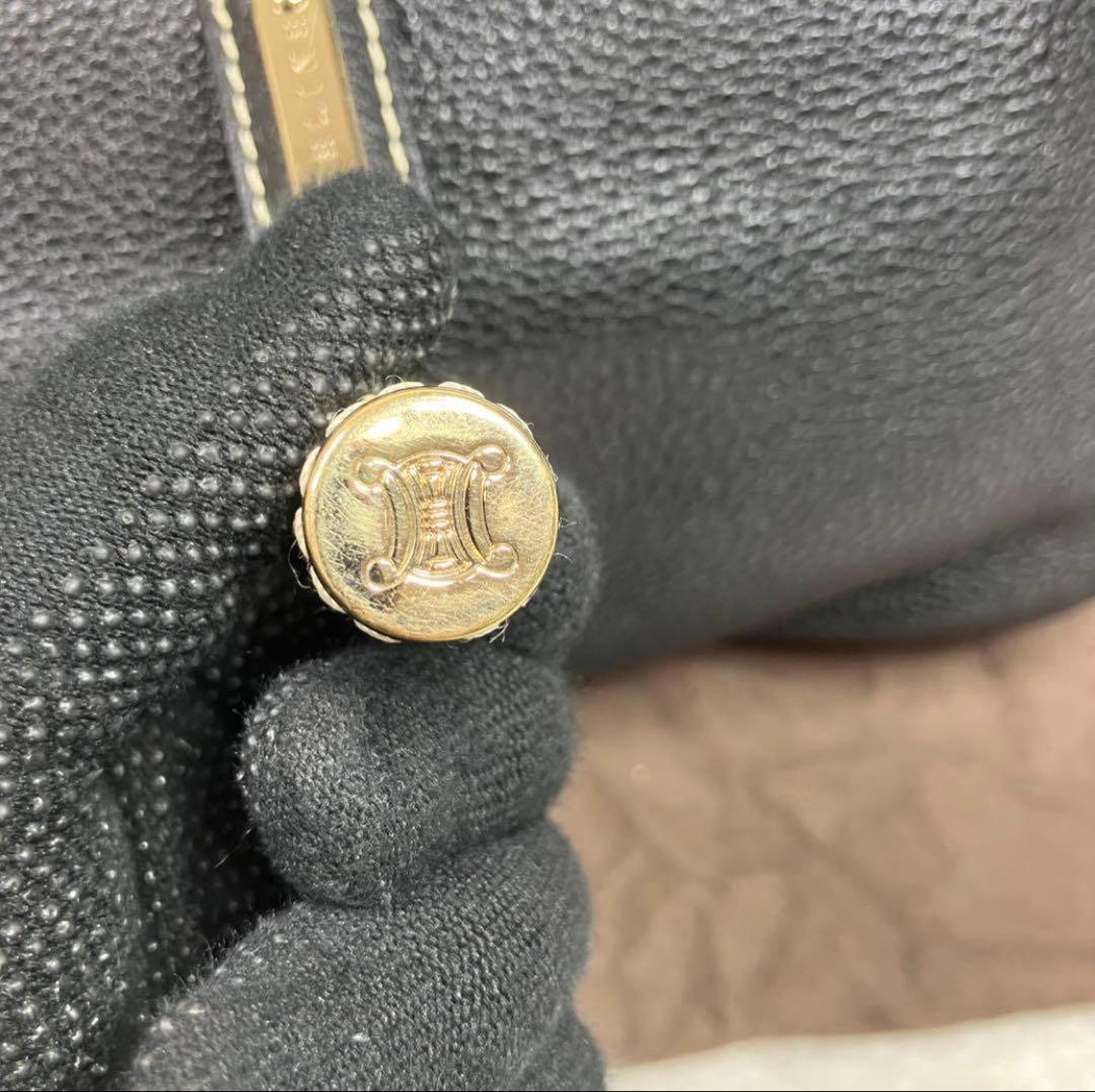 【極美品】セリーヌ ワンショルダー トリオンフ ビタースウィート シボ革 黒