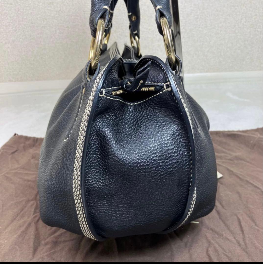 【極美品】セリーヌ ワンショルダー トリオンフ ビタースウィート シボ革 黒