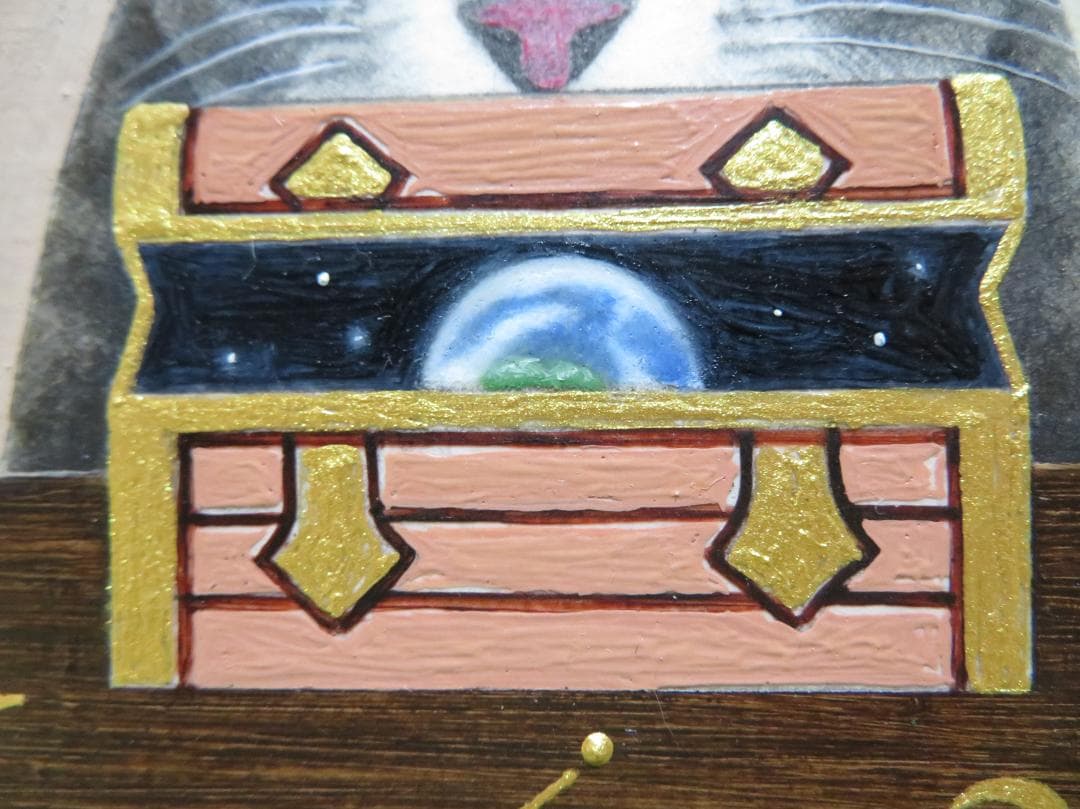 ◆　岡雅明　「星の宝箱」　油彩　F0号 一枚の繪　◆