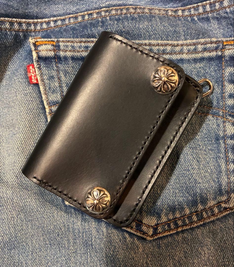 ショートトラッカーウォレット　合金クロスボールコンチョカスタム　ブルガロ　※即納