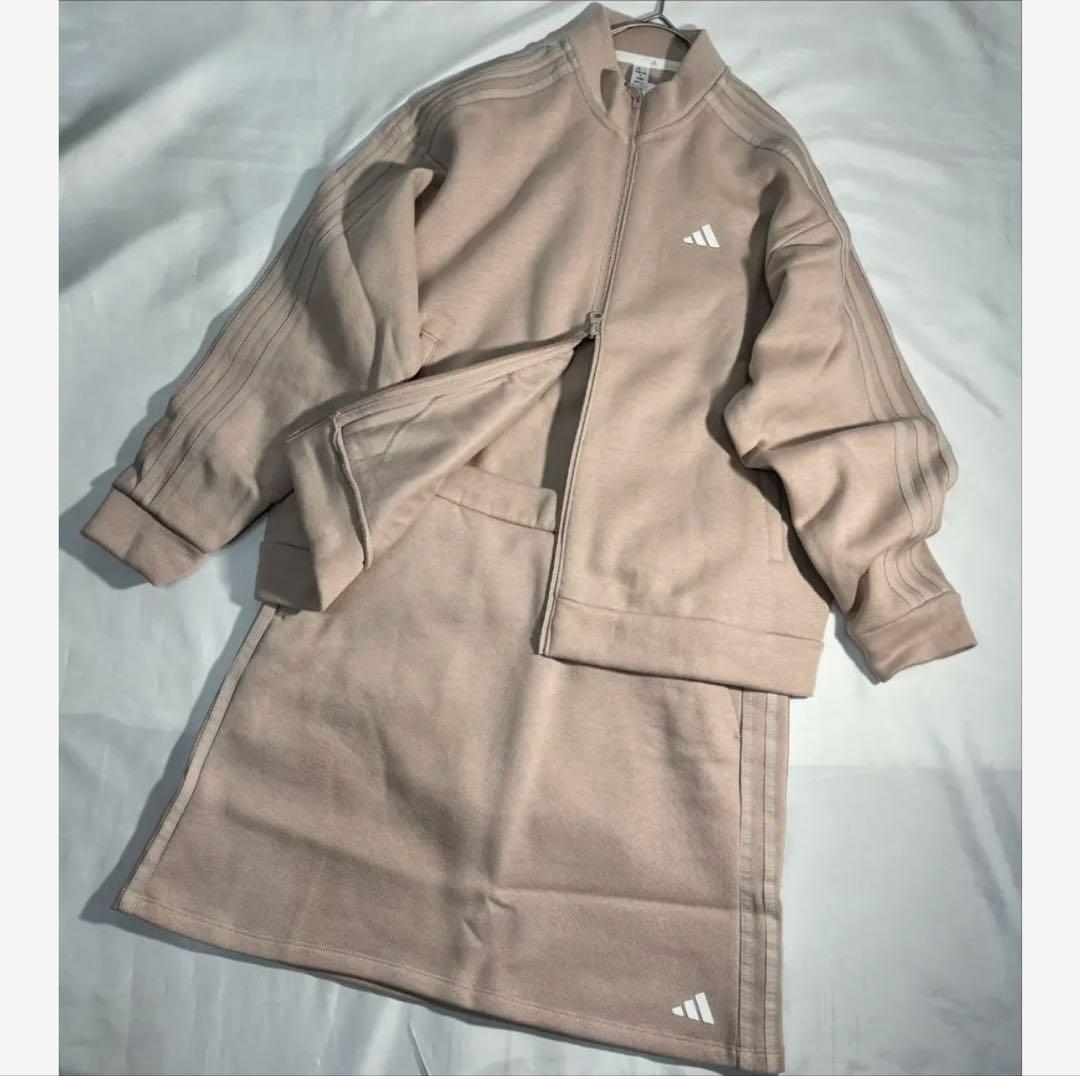 未使用　adidasゴルフ　スウェット裏起毛　 セットアップ　くすみピンク