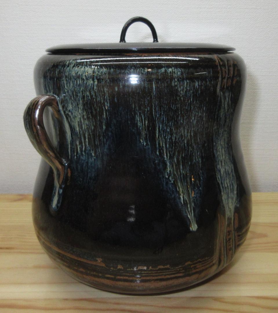 送料込【逢絢亭】茶道具 水指 比古焼 耳付 英彦山 寿山作 共箱入り