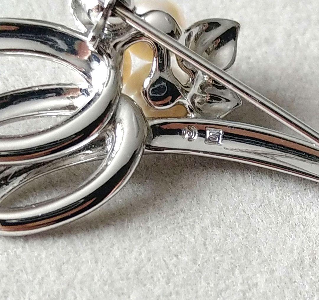 MIKIMOTO ミキモト パール シルバー ブローチ