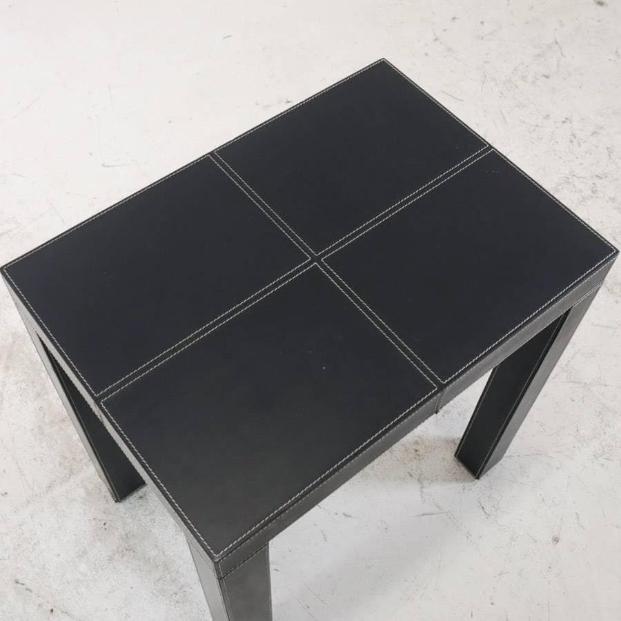 アクタス 本革レザー サイドテーブル ブラック ホワイトステッチ 廃番