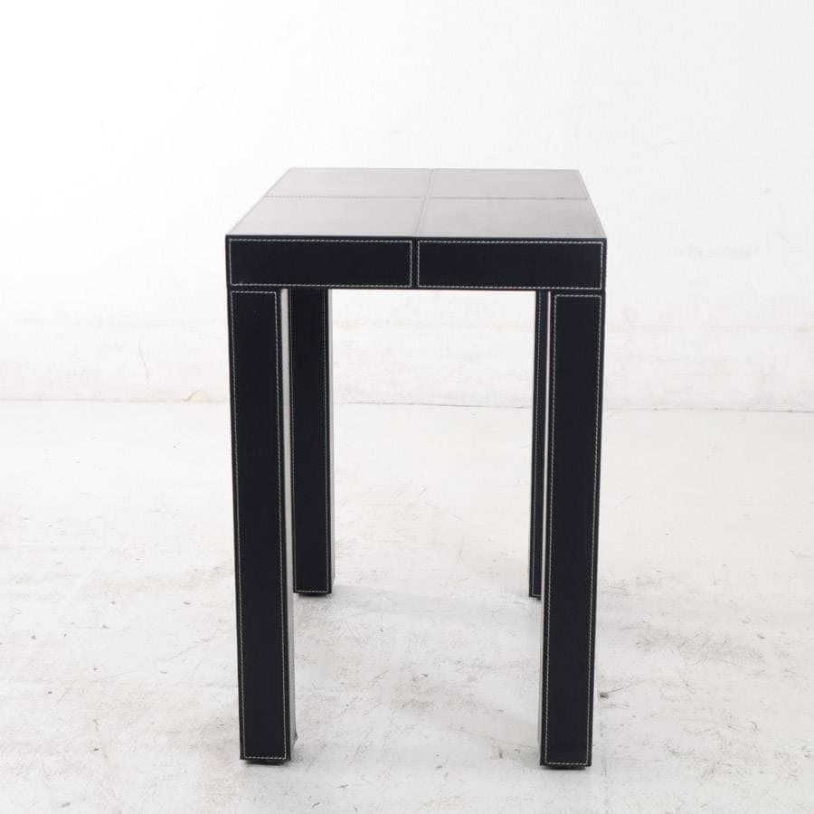 アクタス 本革レザー サイドテーブル ブラック ホワイトステッチ 廃番