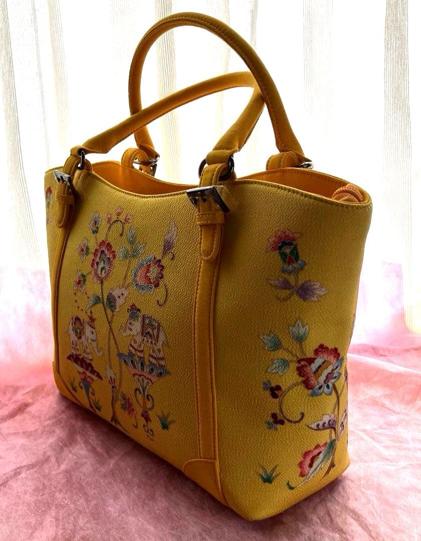 岡重　和装用　トートバッグ　黄金色