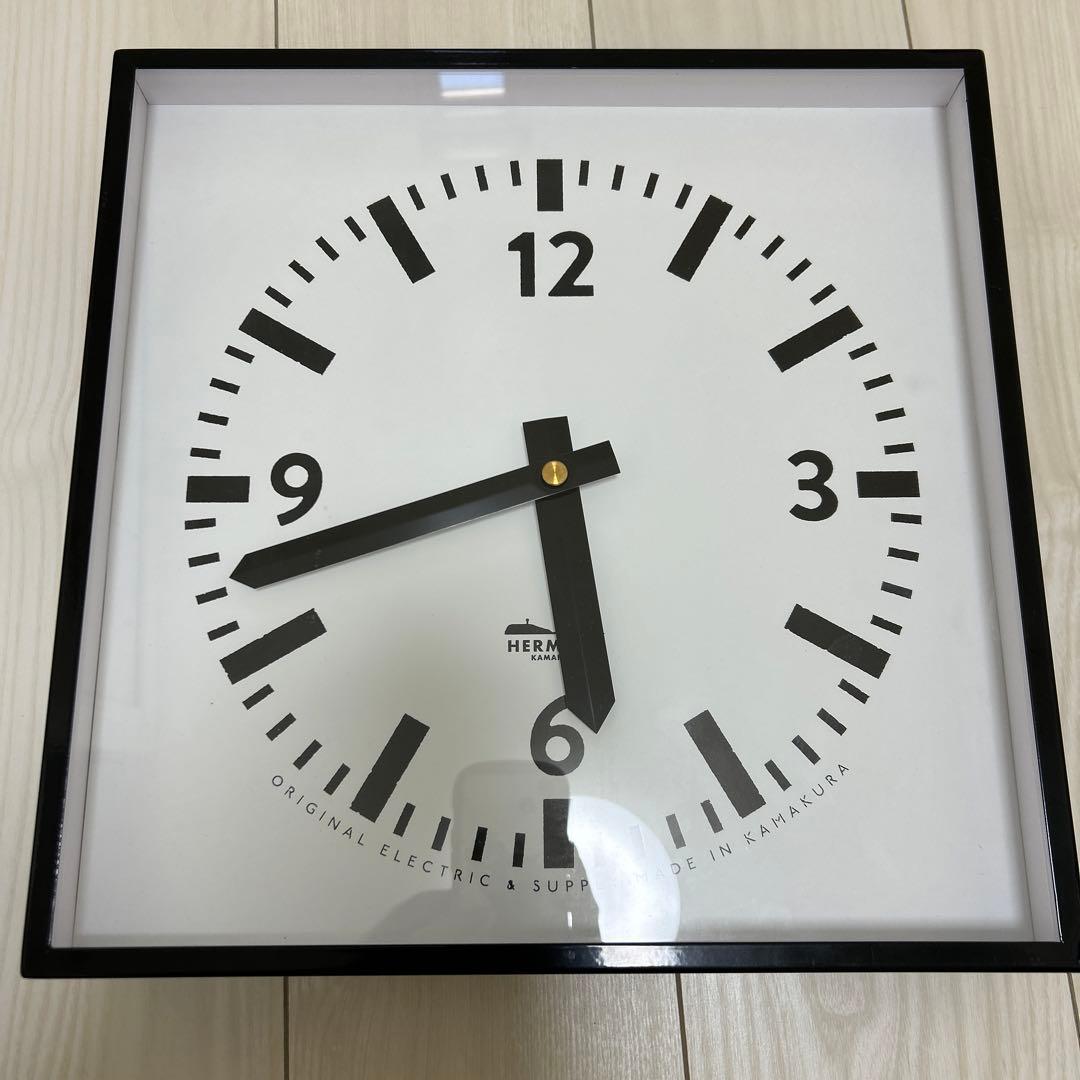 ハモサ HERMOSA 時計 壁掛け HK-002 スクエアクロック ブラック