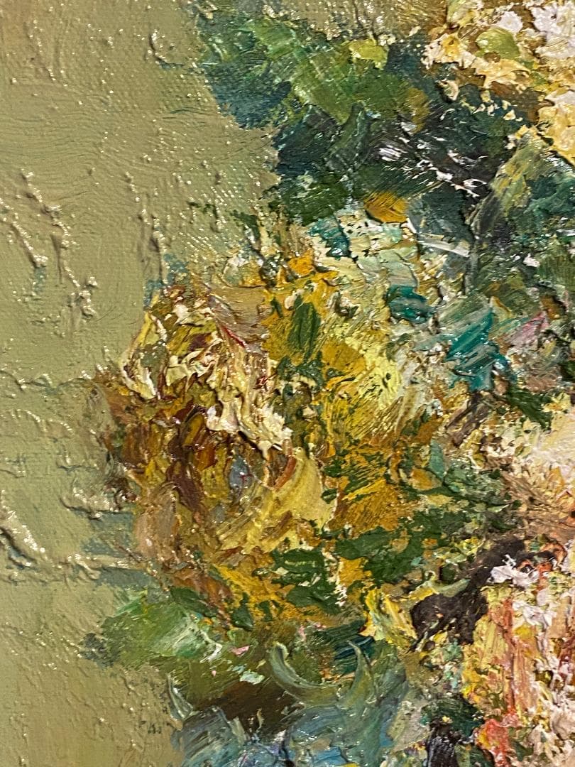 「真作」作者不明「バラ」静物画　油彩画　額装　サイン有り　F10号