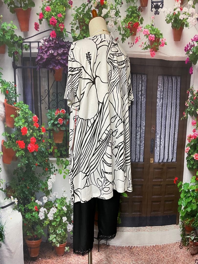 よっこ973新品 コイビトミサキ綿100 大花printAラインTU