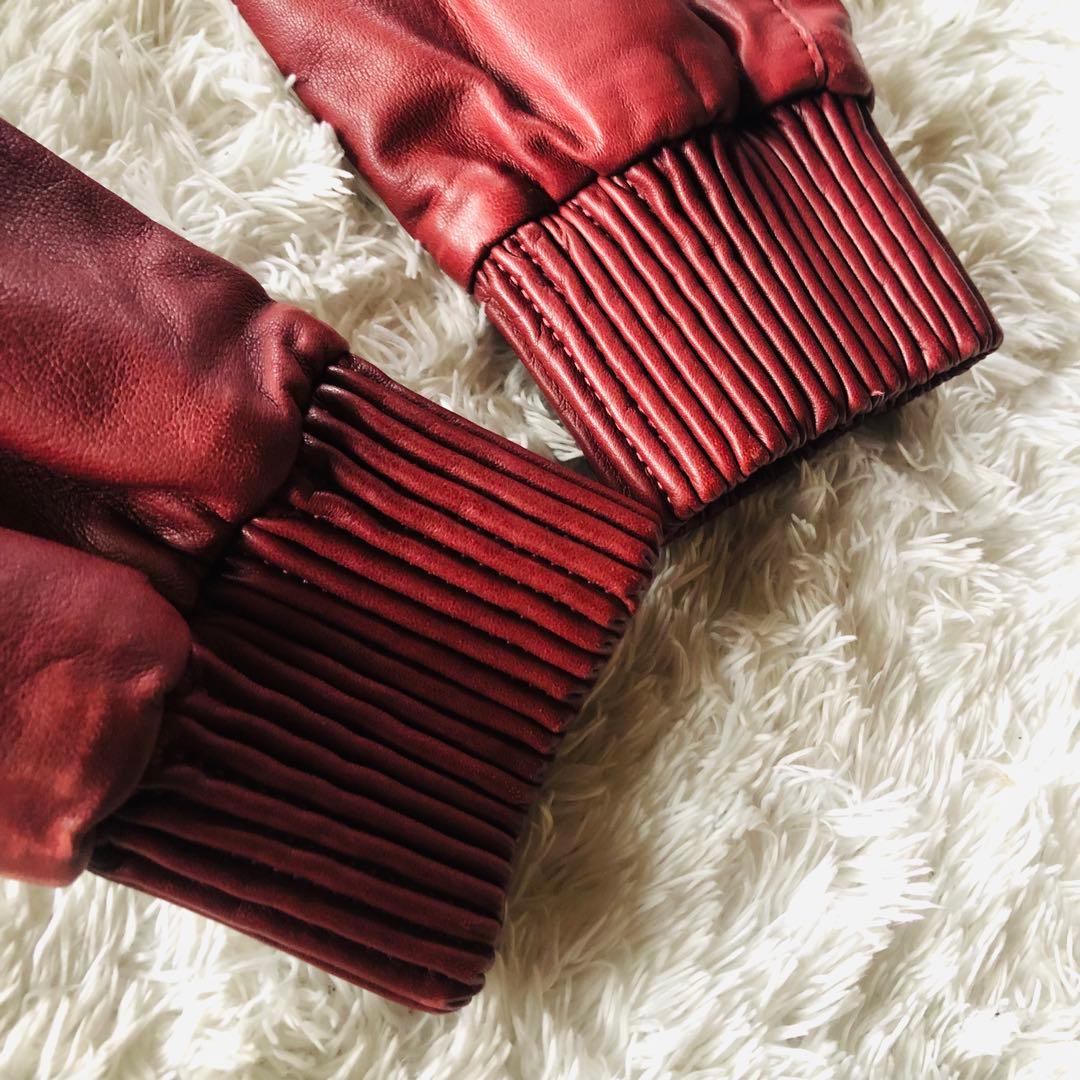 希少色✨美品 ポールスミス ラムレザージャケット 羊革 艶感 ワインレッド M