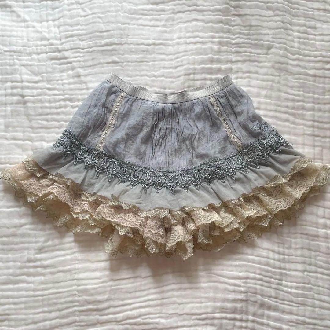 00s 希少 ozz angelo はしごリボンコットンティアードフリルスカパン