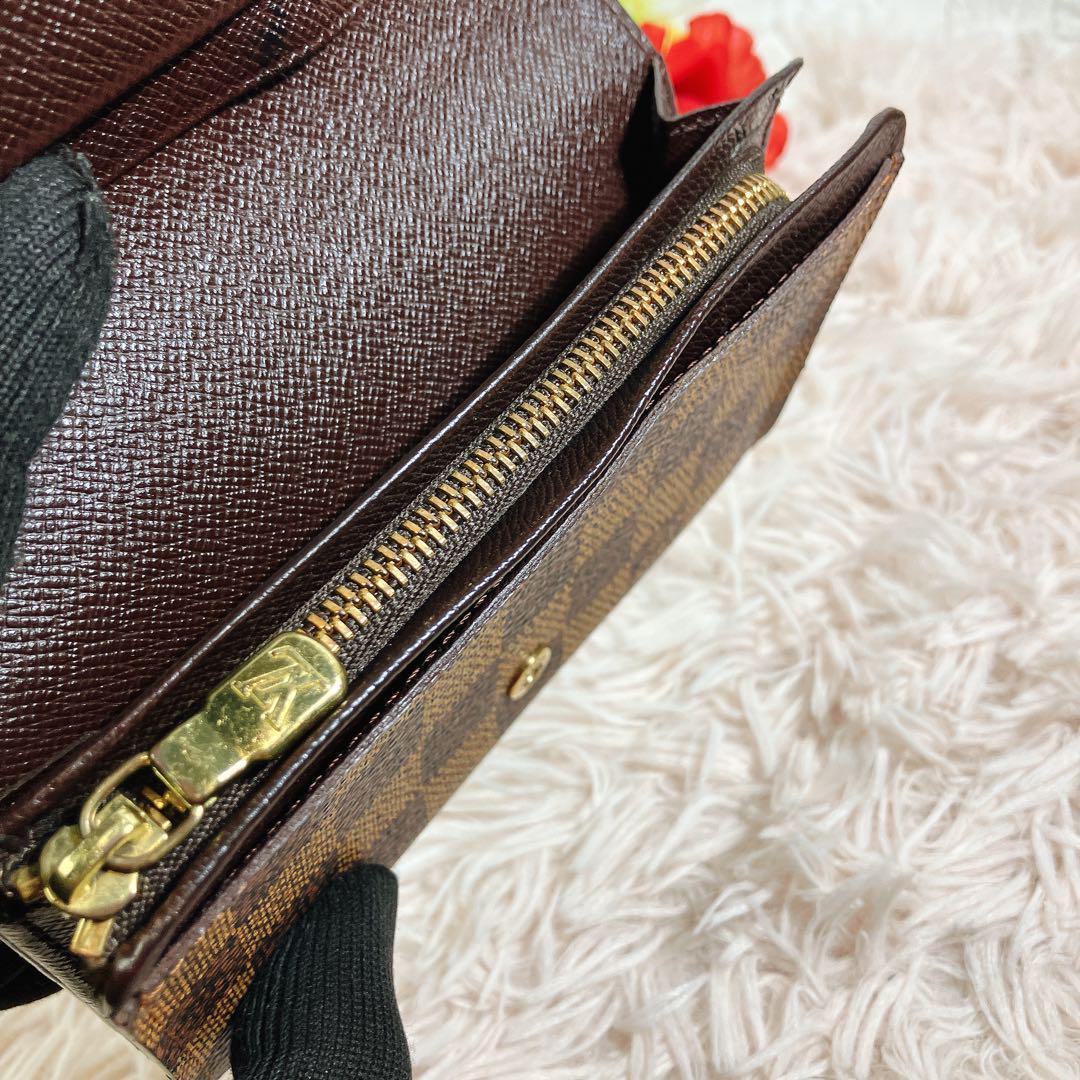 綺麗 ルイヴィトン ダミエ ポルトモネ ビエトレゾール L字 二つ折り 財布