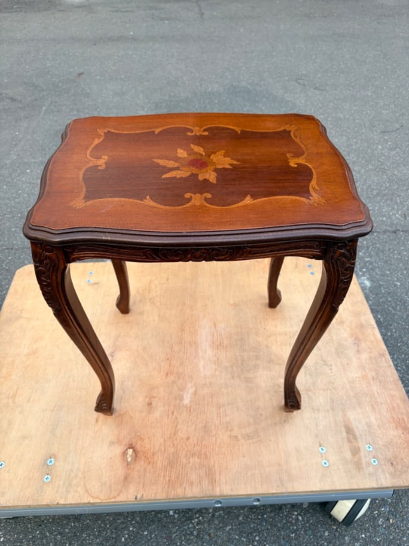 イタリア製　サイドテーブル　象嵌細工　猫脚　ネストテーブル　アンティーク　932