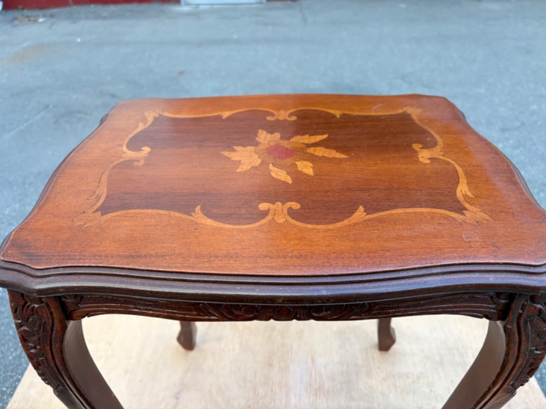 イタリア製　サイドテーブル　象嵌細工　猫脚　ネストテーブル　アンティーク　932