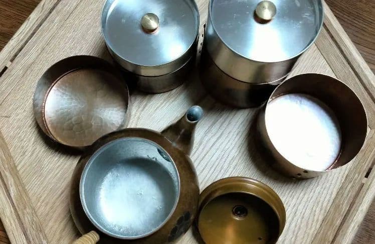 玉川堂　茶道具セット 黒模様急須 金色