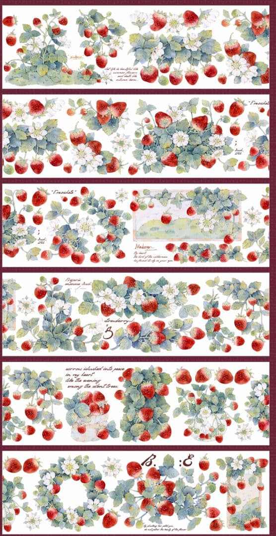 【バラ売りOK】苺＆花柄マスキングテープ 巻売り 3個セット