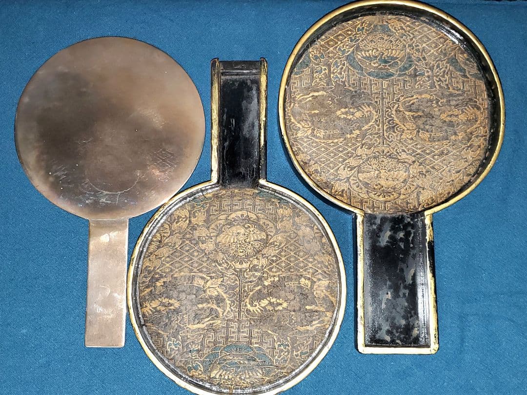 藤原光長 作　銅鏡　五三桐箱