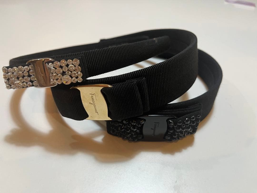 ブラックラインストーンヘアバンドセット