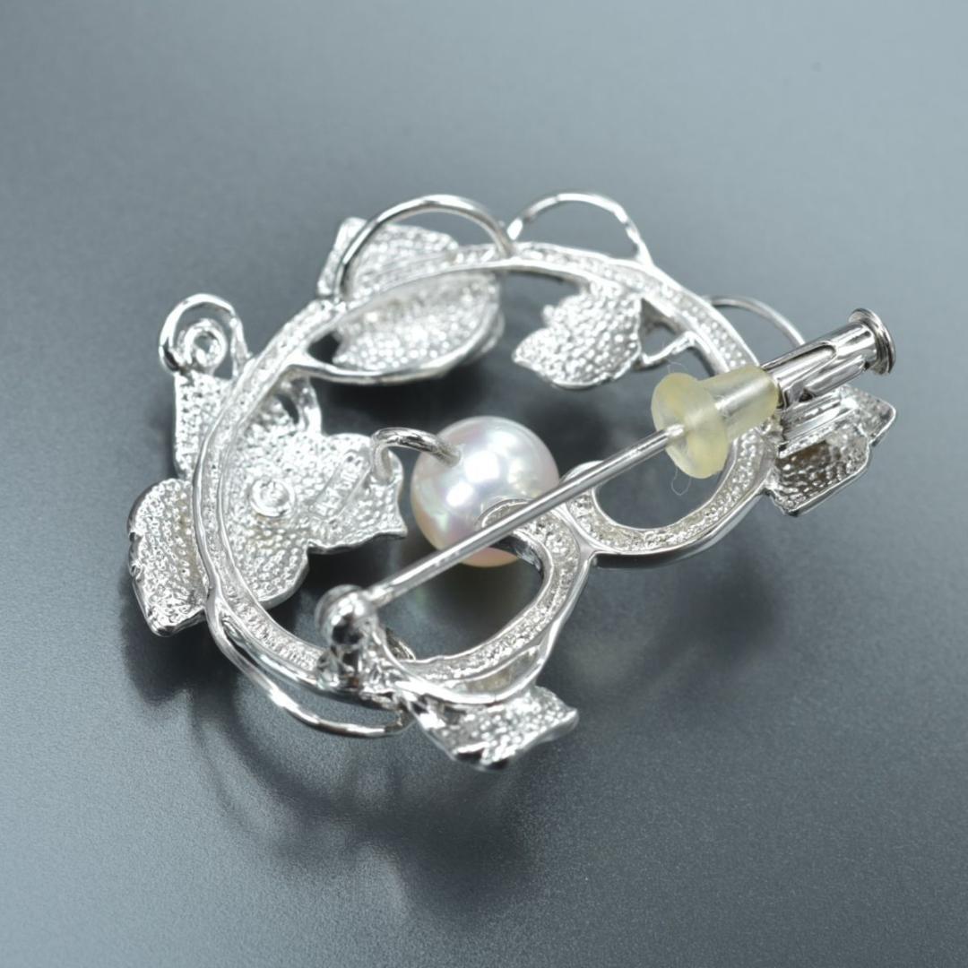 美品 TASAKI ブローチ パール幅7.1mm重さ6.9gSV リーフ ハート