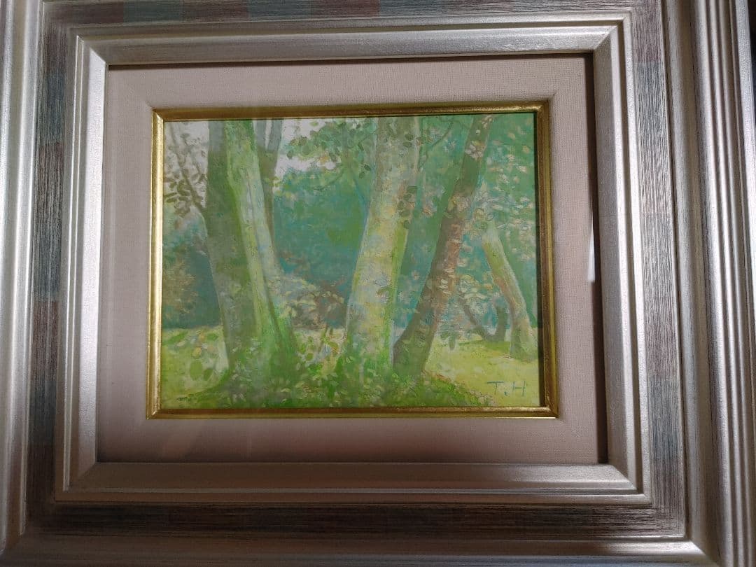 風景画　黒姫山　額縁入り