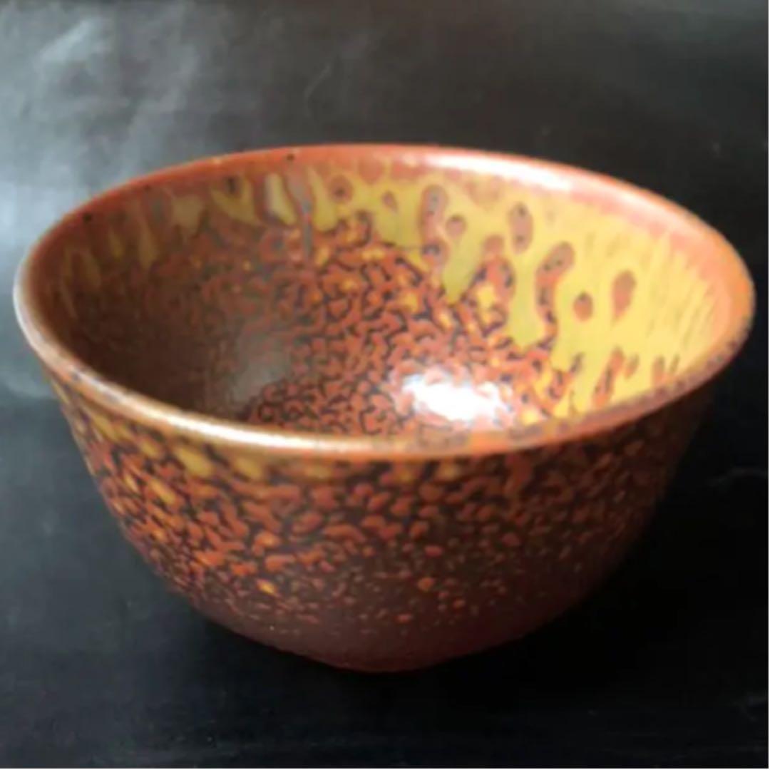 古美術品◼️蔵から出てきたかなり美しい赤いぐい呑、ぐい飲み、お猪口、中国骨董