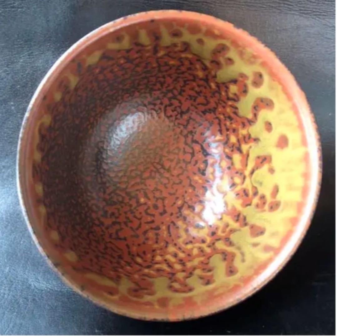 古美術品◼️蔵から出てきたかなり美しい赤いぐい呑、ぐい飲み、お猪口、中国骨董