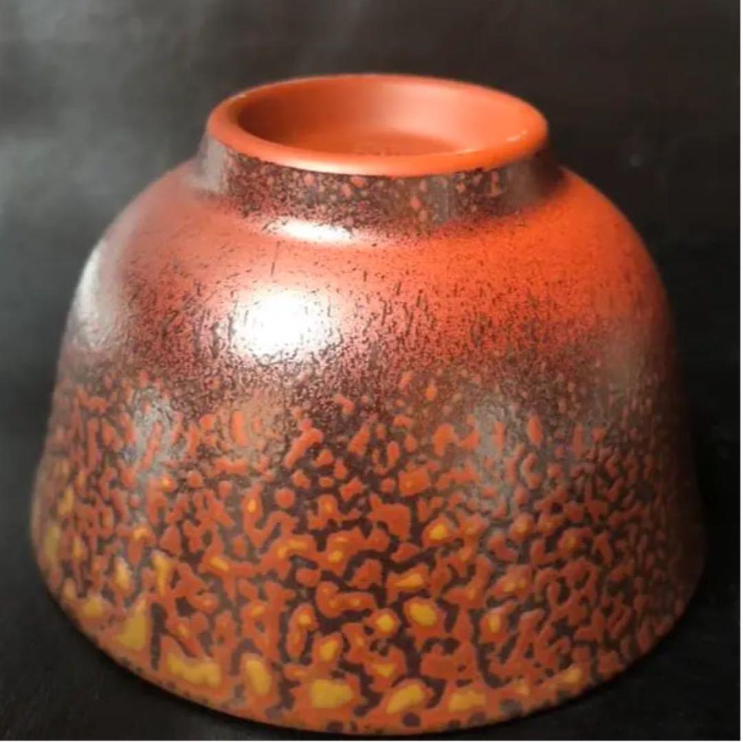 古美術品◼️蔵から出てきたかなり美しい赤いぐい呑、ぐい飲み、お猪口、中国骨董