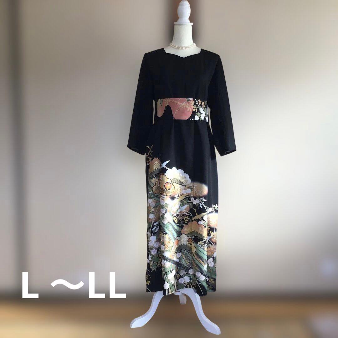 ［訳あり］　留袖ドレス、帯ベルト付き　金彩❣️ 着丈121