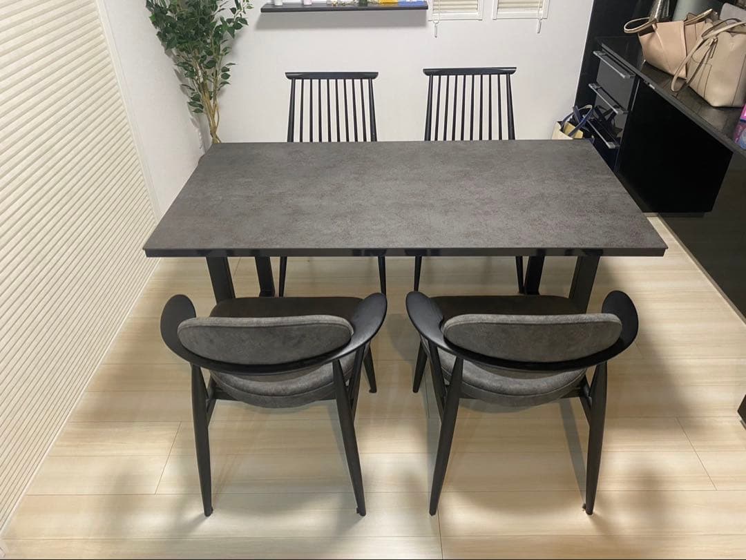 定価50万！！【最終値下げ】ダークグレー ダイニングテーブルと椅子4脚セット