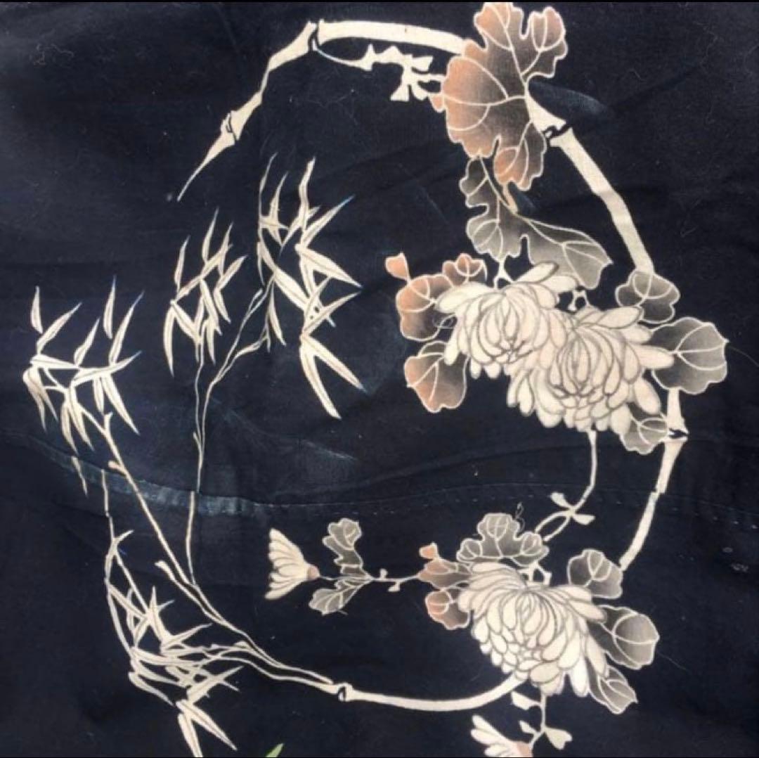 極希少　筒描き 藍染　時代物　古布183×158cm 五幅　大判　布団地