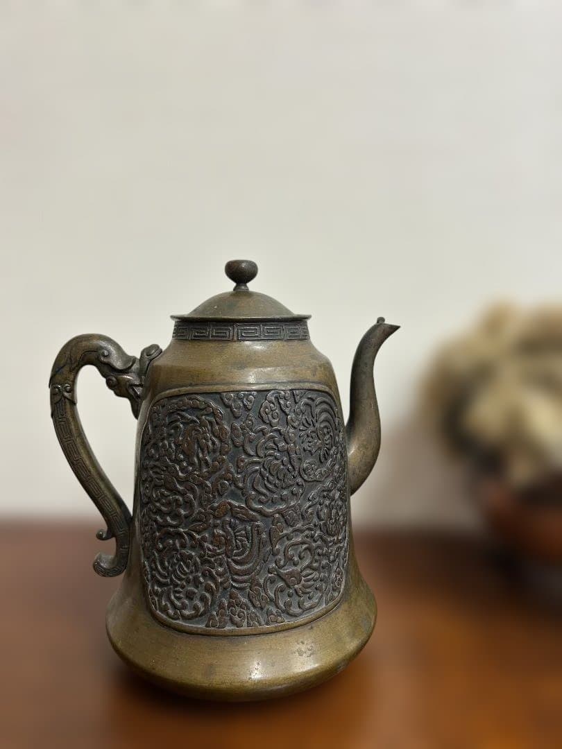 希少品　銅製　ブロンズ　金属製水差し　茶道具　ポット　アンティーク