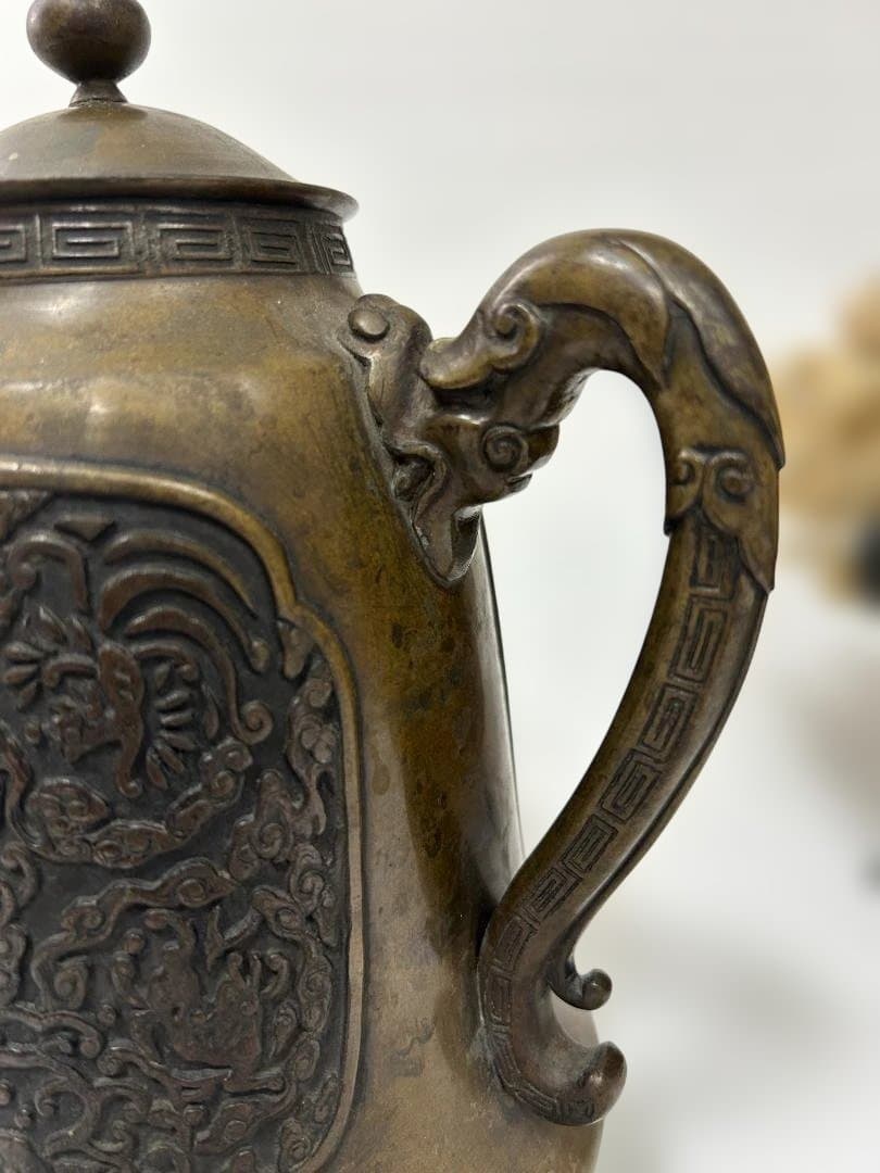 希少品　銅製　ブロンズ　金属製水差し　茶道具　ポット　アンティーク