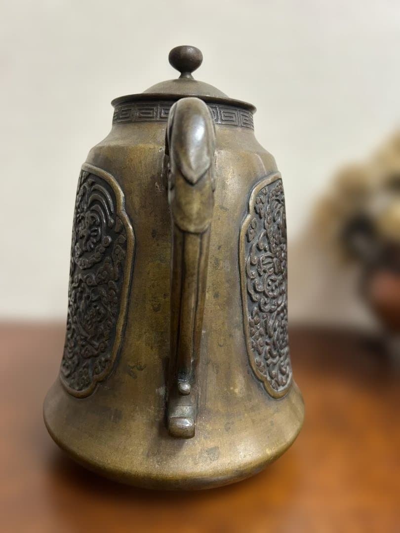 希少品　銅製　ブロンズ　金属製水差し　茶道具　ポット　アンティーク