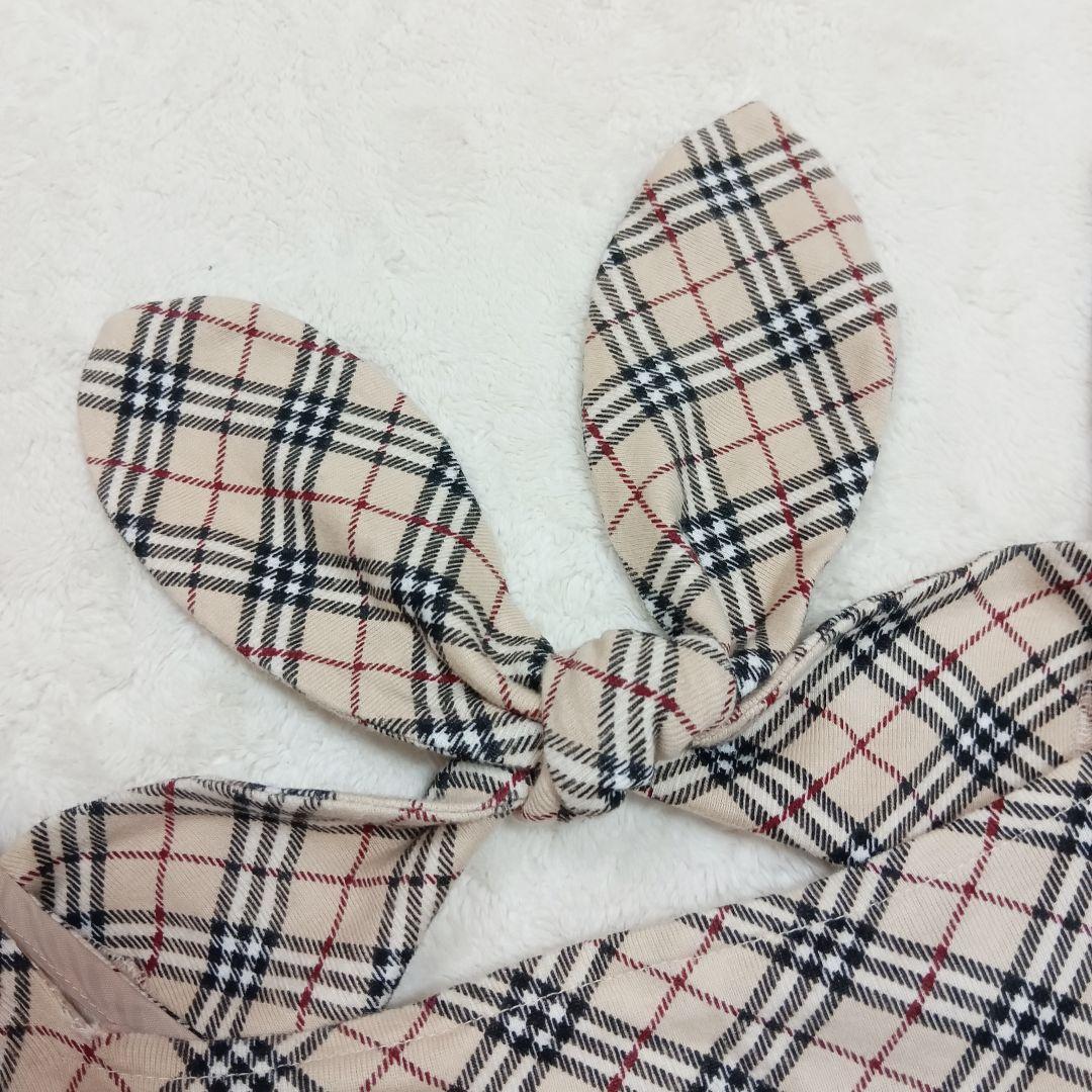 バーバリーブルーレーベル ノバチェック柄タンクトップ 背中リボン 38