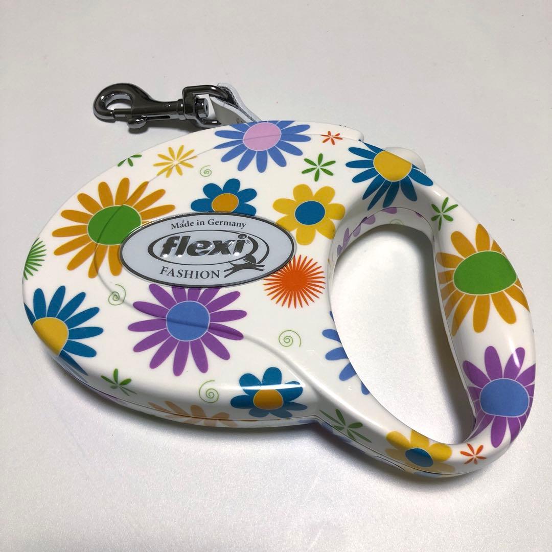 希少 flexi フレキシリード 5mリード 花柄 犬 ペット ホワイト