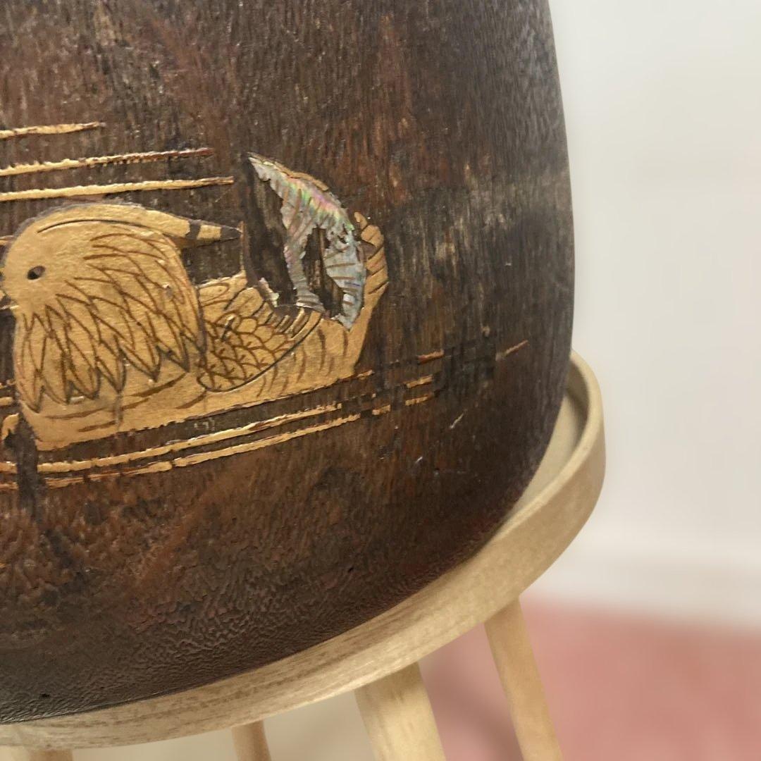 【稀品】桐火鉢　蒔絵　螺鈿細工　豪華な装飾　※桐なので軽量　レトロ　時代物