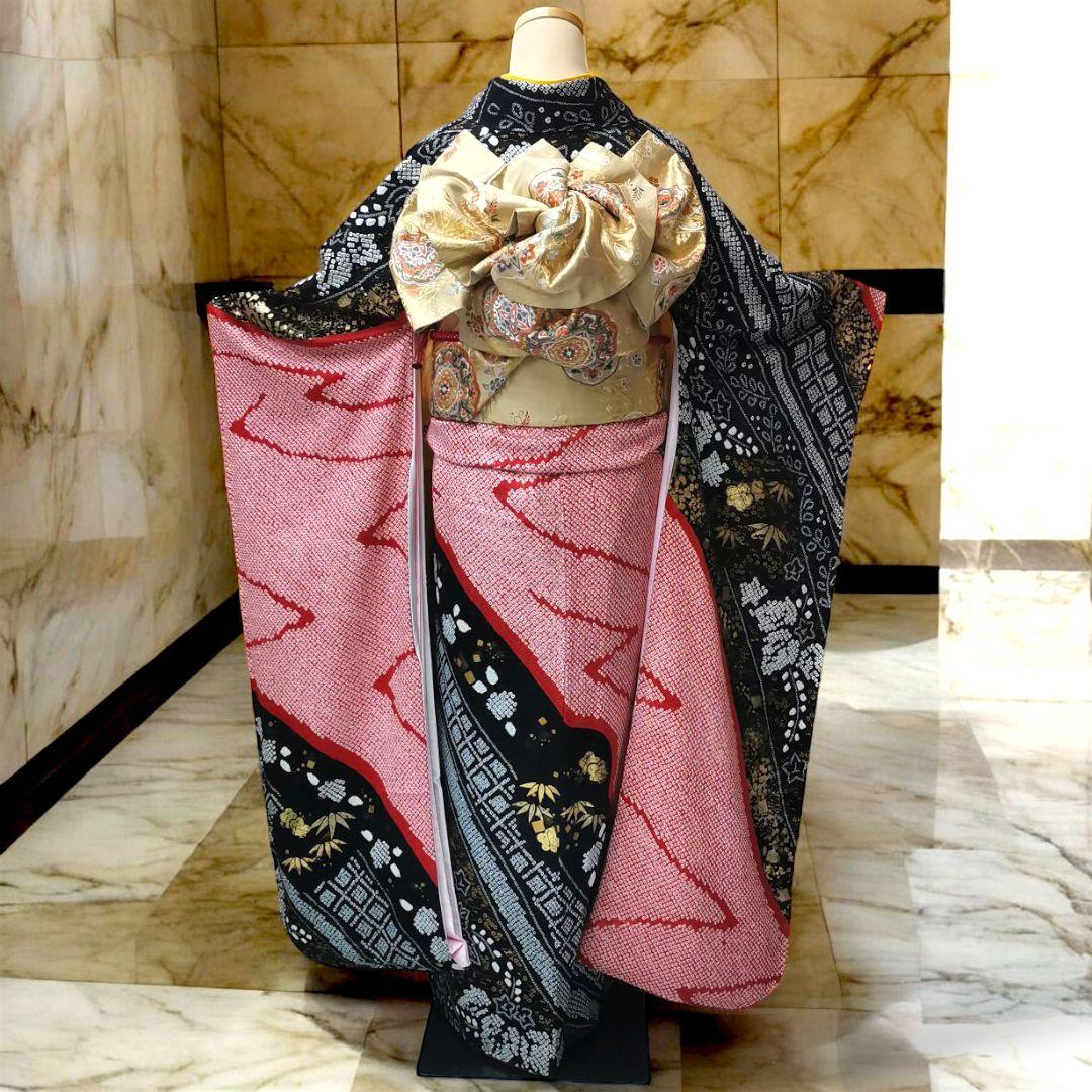 極上品♥憧れの総絞り本鹿子♥最終価格！♦振袖単品販売♥金駒♥鉄板人気の紅白黒